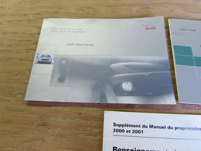 Audi TT Mk1 8N Owner's User's Manual Guide w/ Case5
